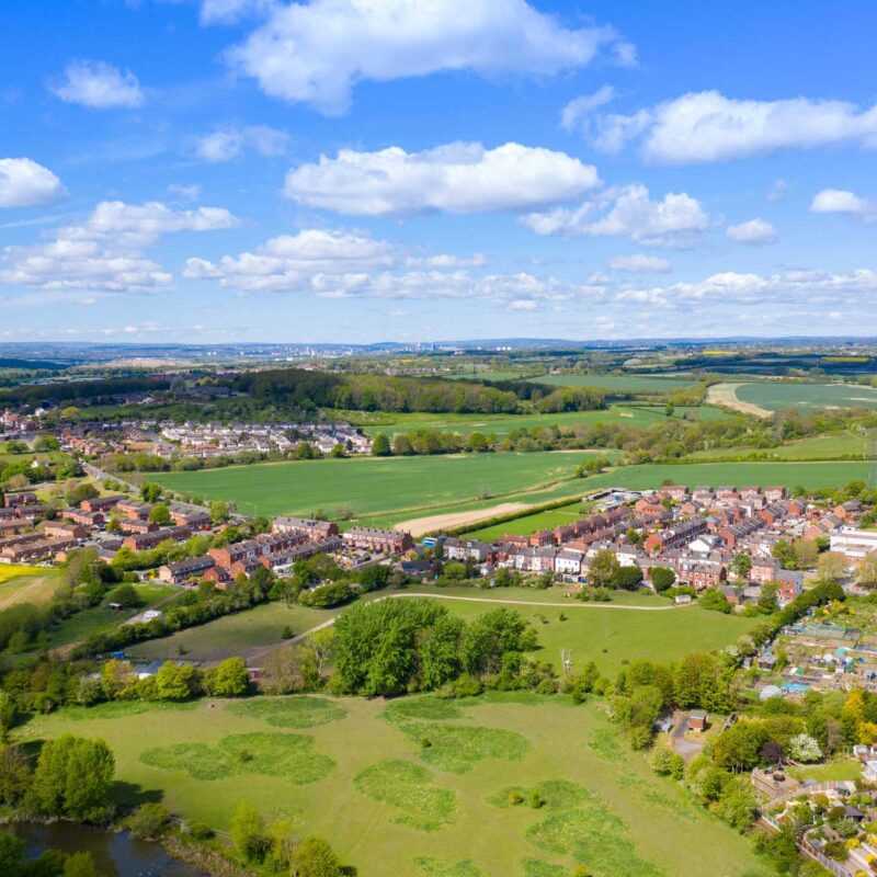 Aerial image of residential properties